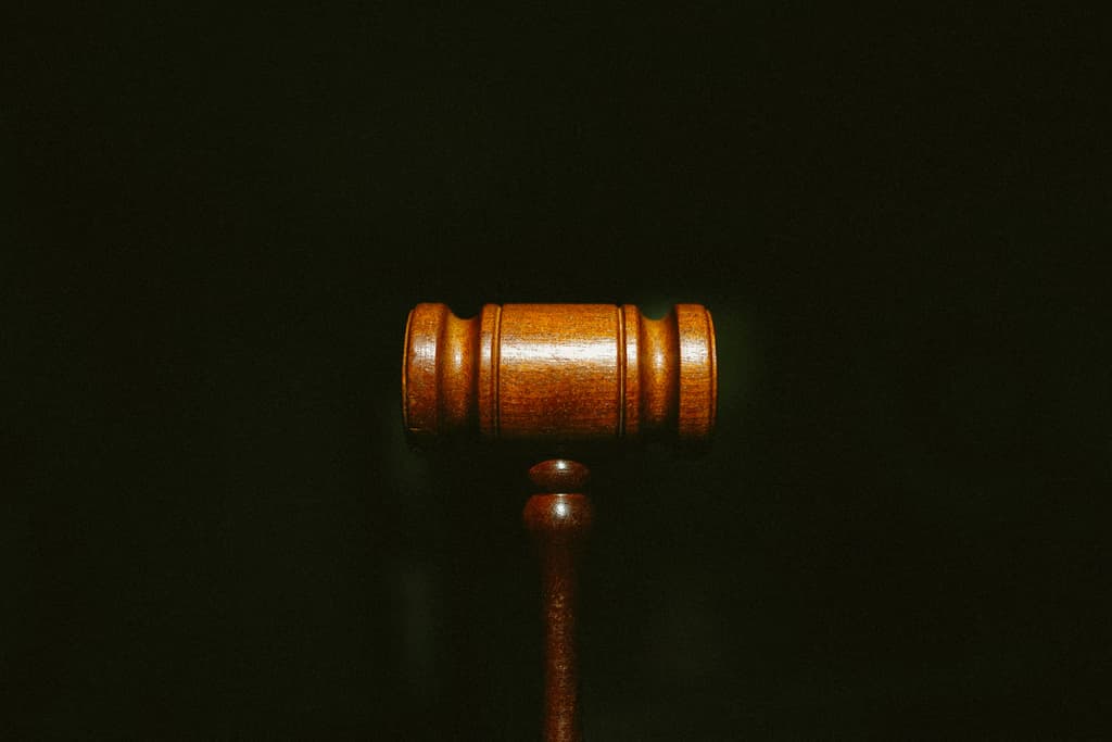 Judge's gavel on a dark background